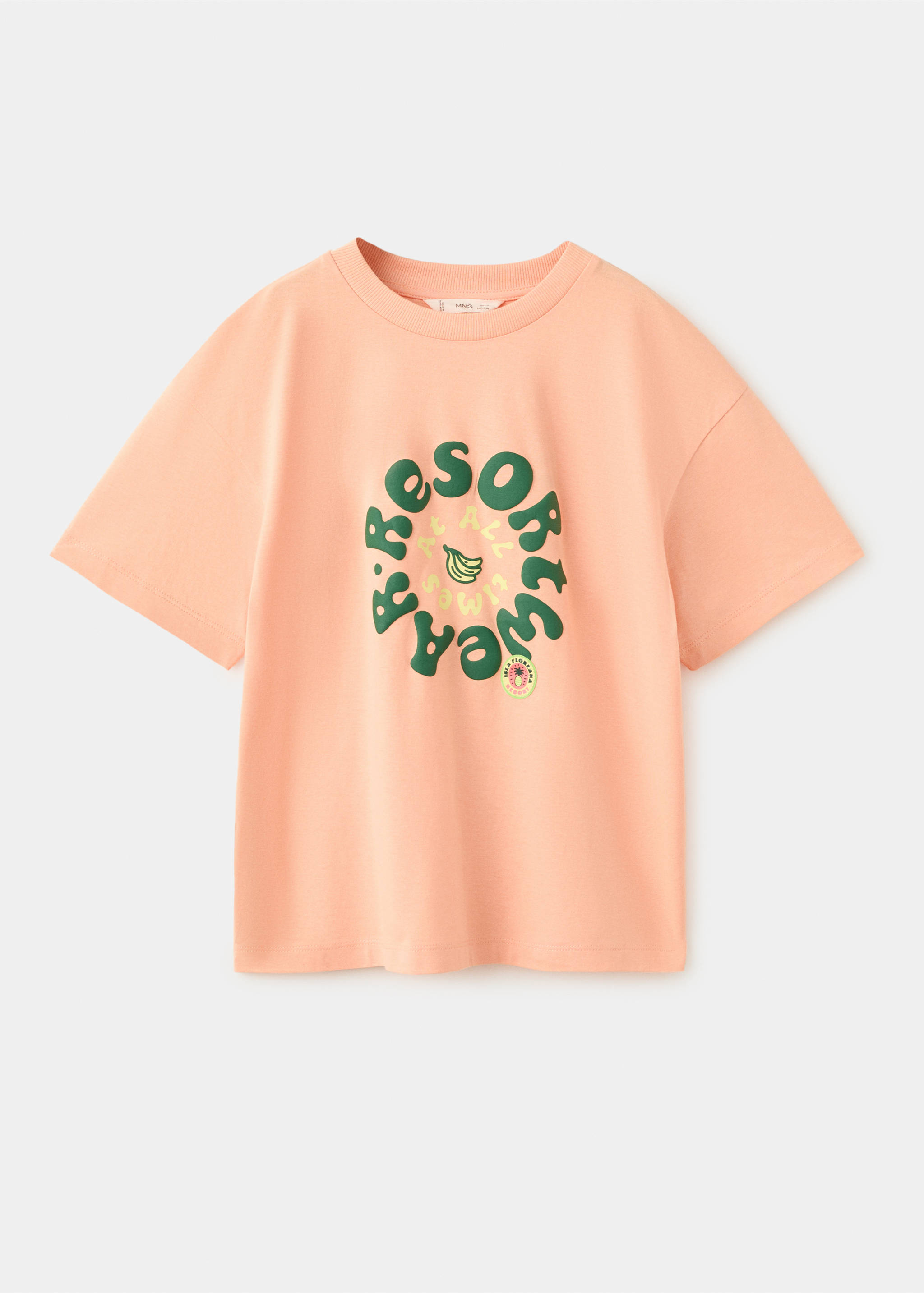 Printed cotton-blend t-shirt - Article without model, Peach. Ref: 27037913-00.