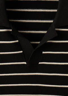 100% cotton striped jersey polo shirt — Black 7