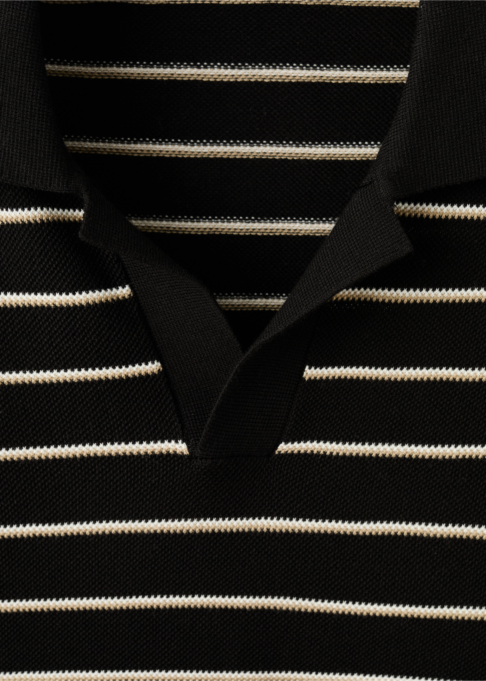 Polo coton maille rayures - Détail de l'article 8, Noir. Ref: 27037914-00.