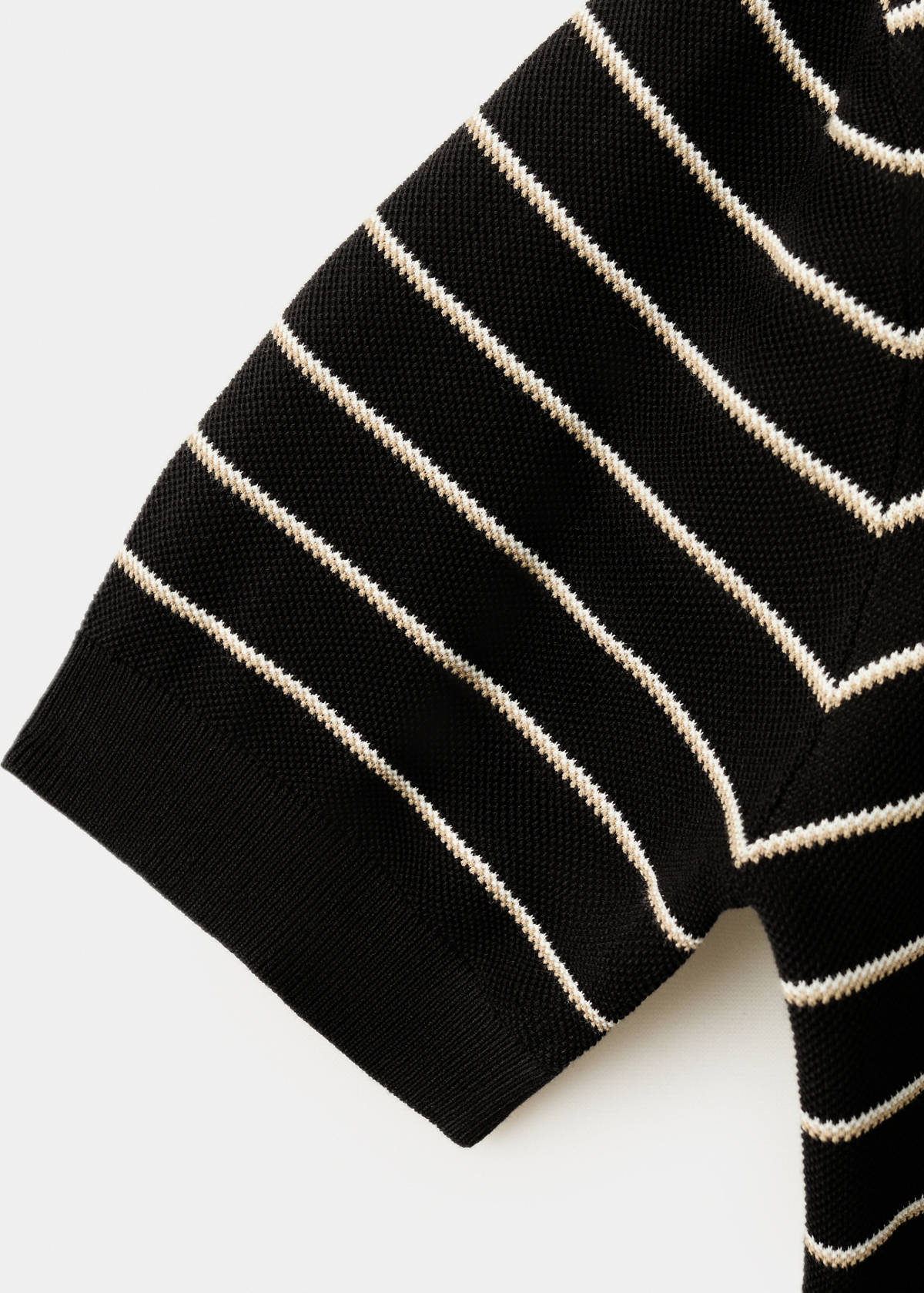 100% cotton striped jersey polo shirt — Black