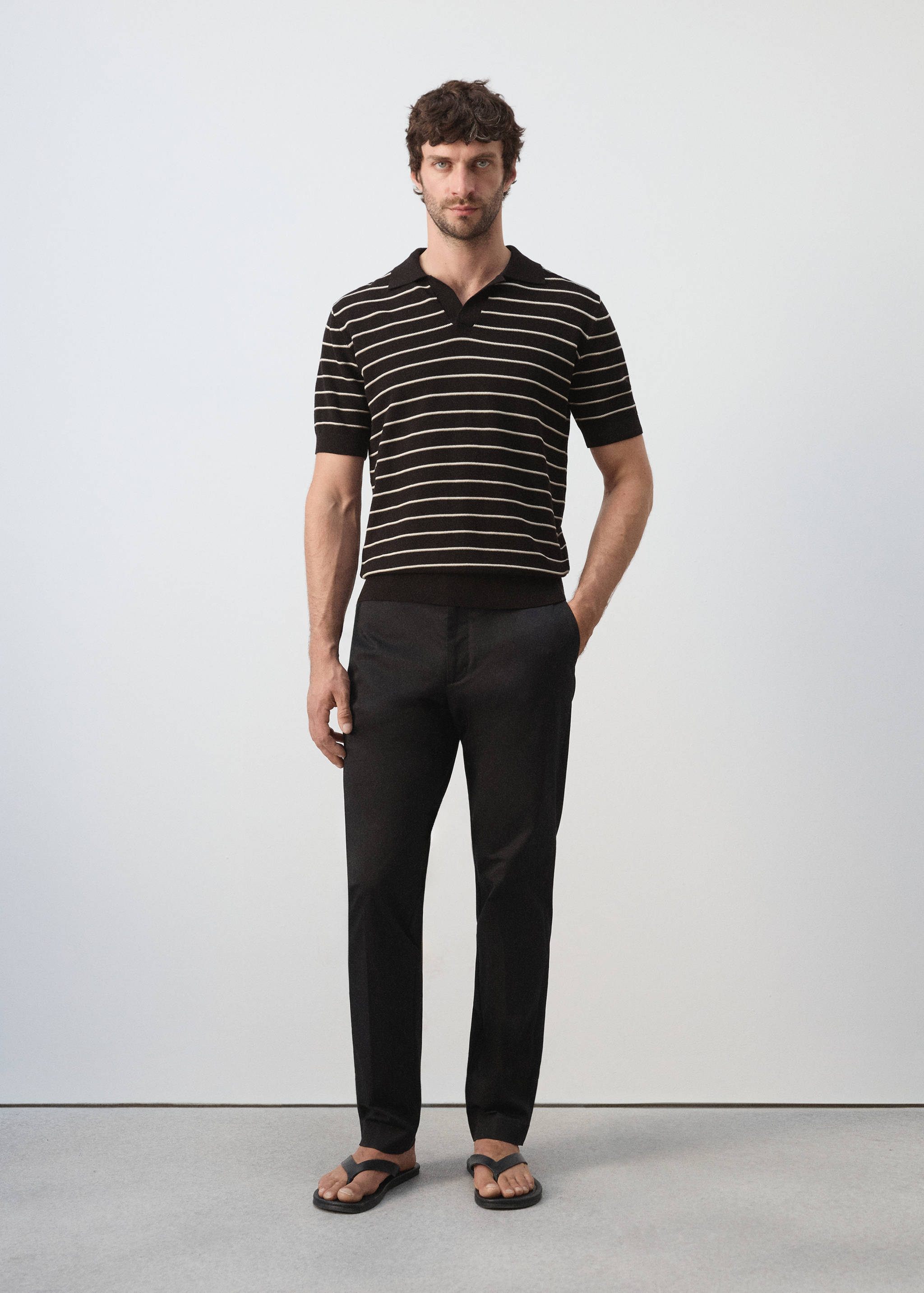 Striped knit cotton polo shirt - General plane