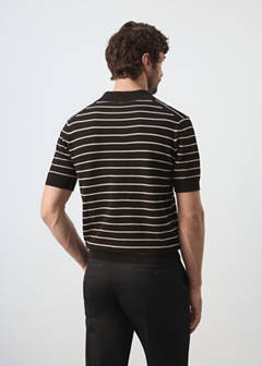 100% cotton striped jersey polo shirt — Black 12