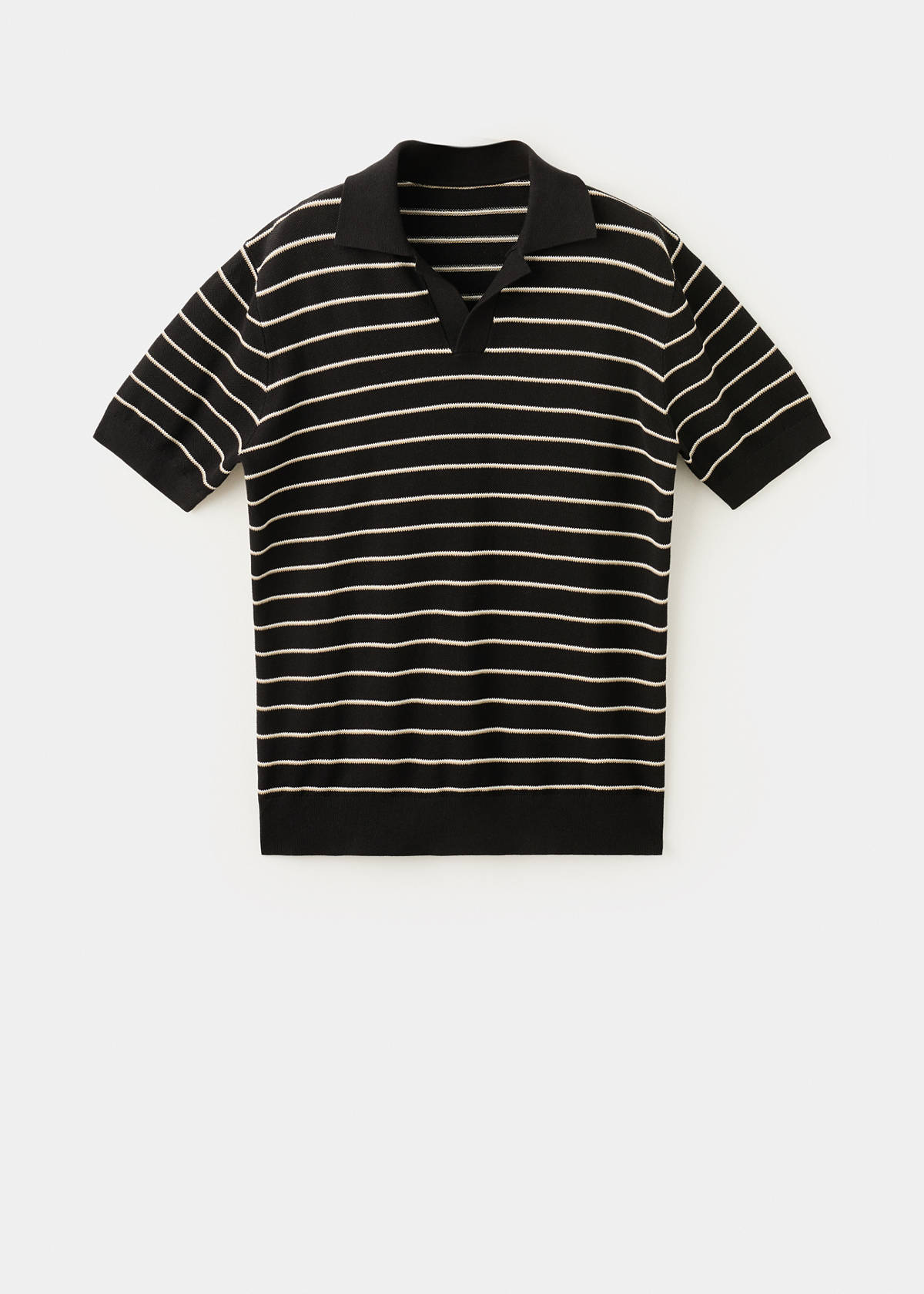 100% cotton striped jersey polo shirt — Black
