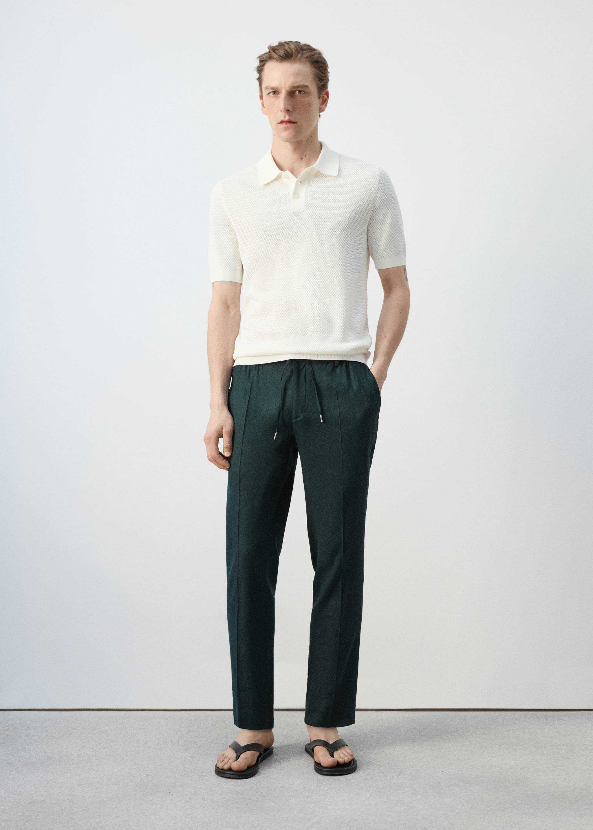 Polo coton maille fine côtelée - Plan général