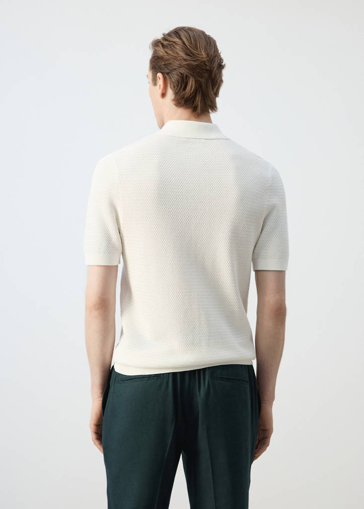 Structured rayon knit polo — Off White