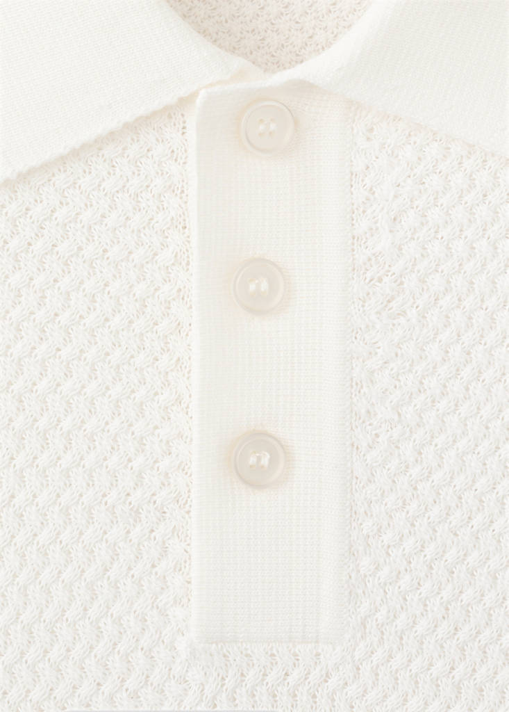 Structured rayon knit polo — Off White