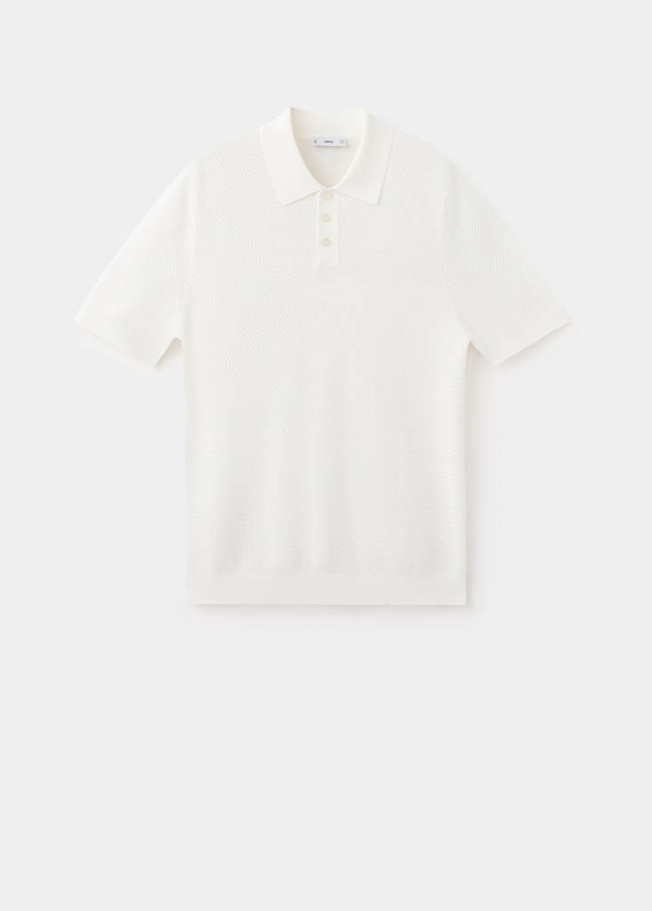 Structured rayon knit polo — Off White