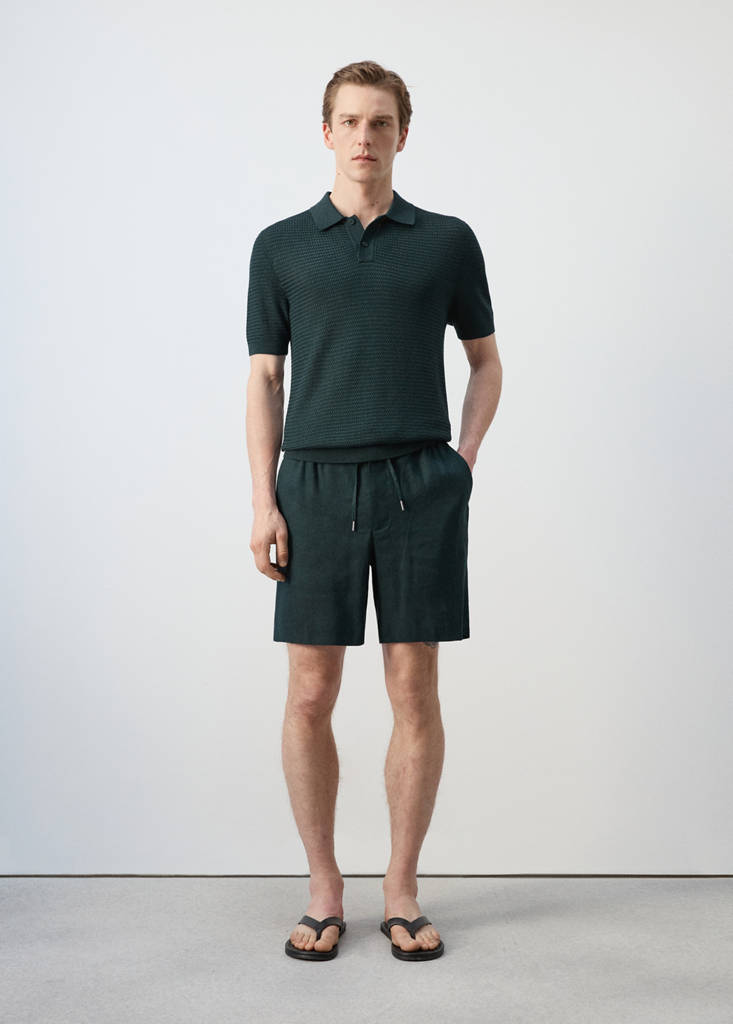 Structured rayon knit polo — Dark Green