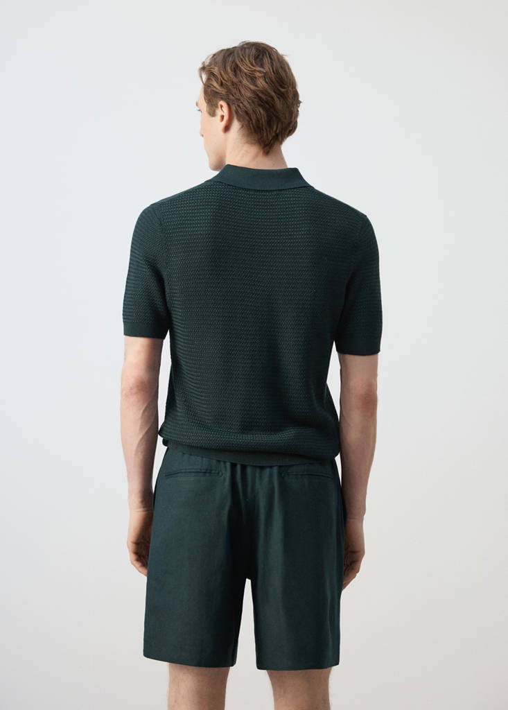 Structured rayon knit polo — Dark Green