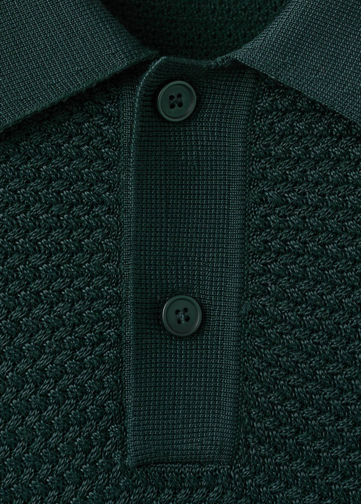 Structured rayon knit polo — Dark Green