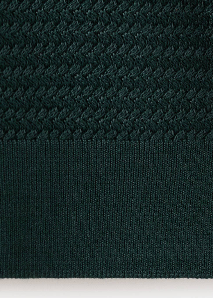 Structured rayon knit polo — Dark Green