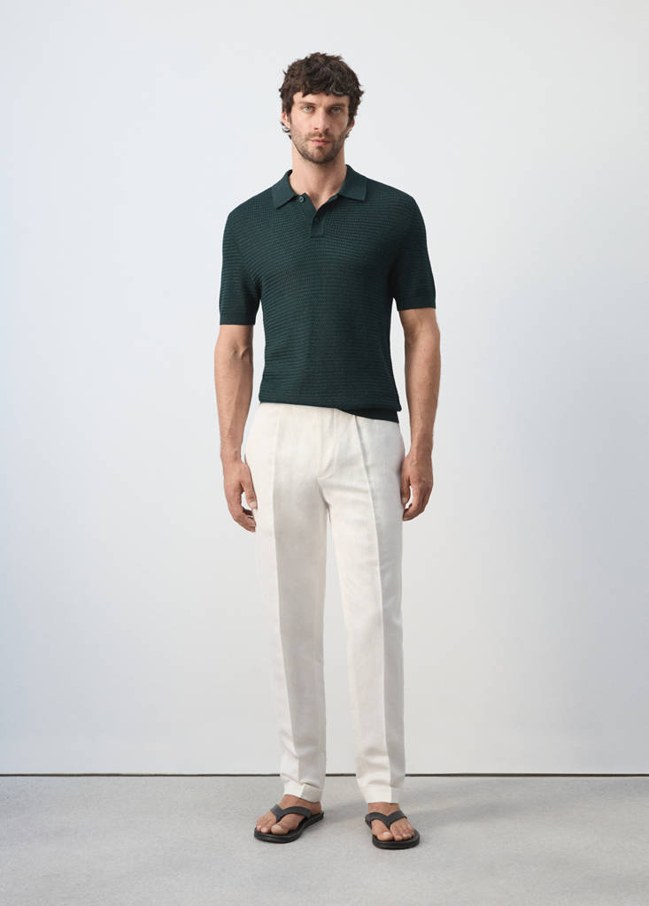 Structured rayon knit polo — Dark Green