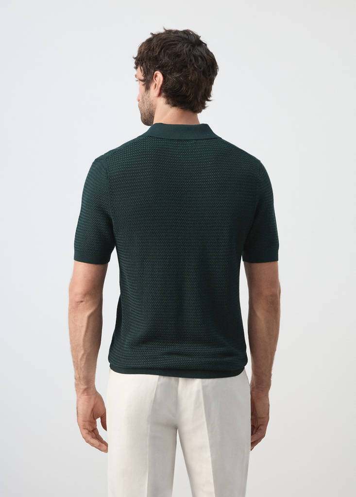 Structured rayon knit polo — Dark Green