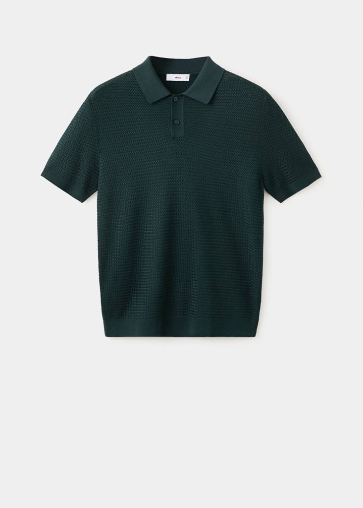 Structured rayon knit polo — Dark Green