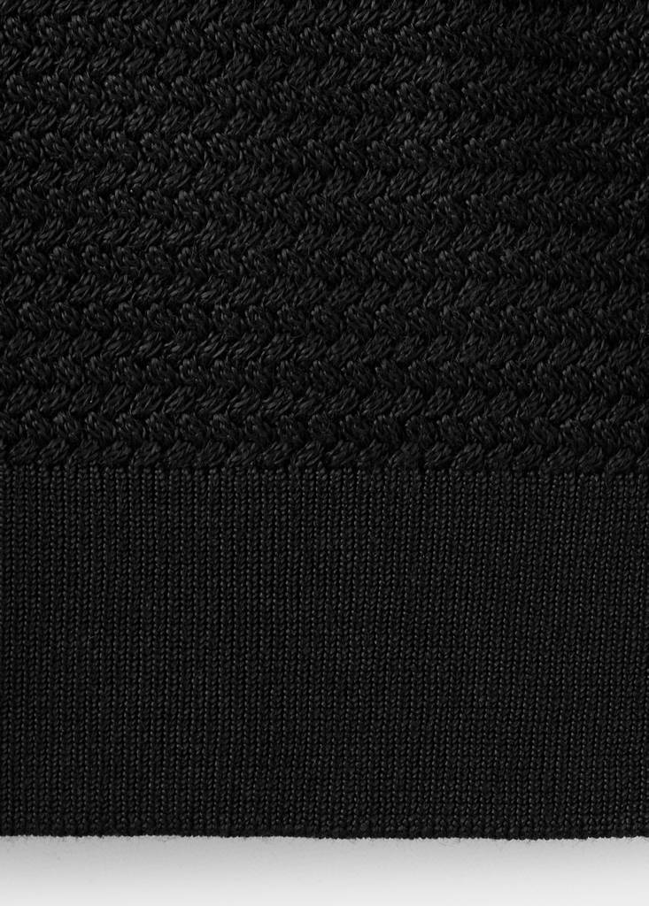 Structured rayon knit polo — Black