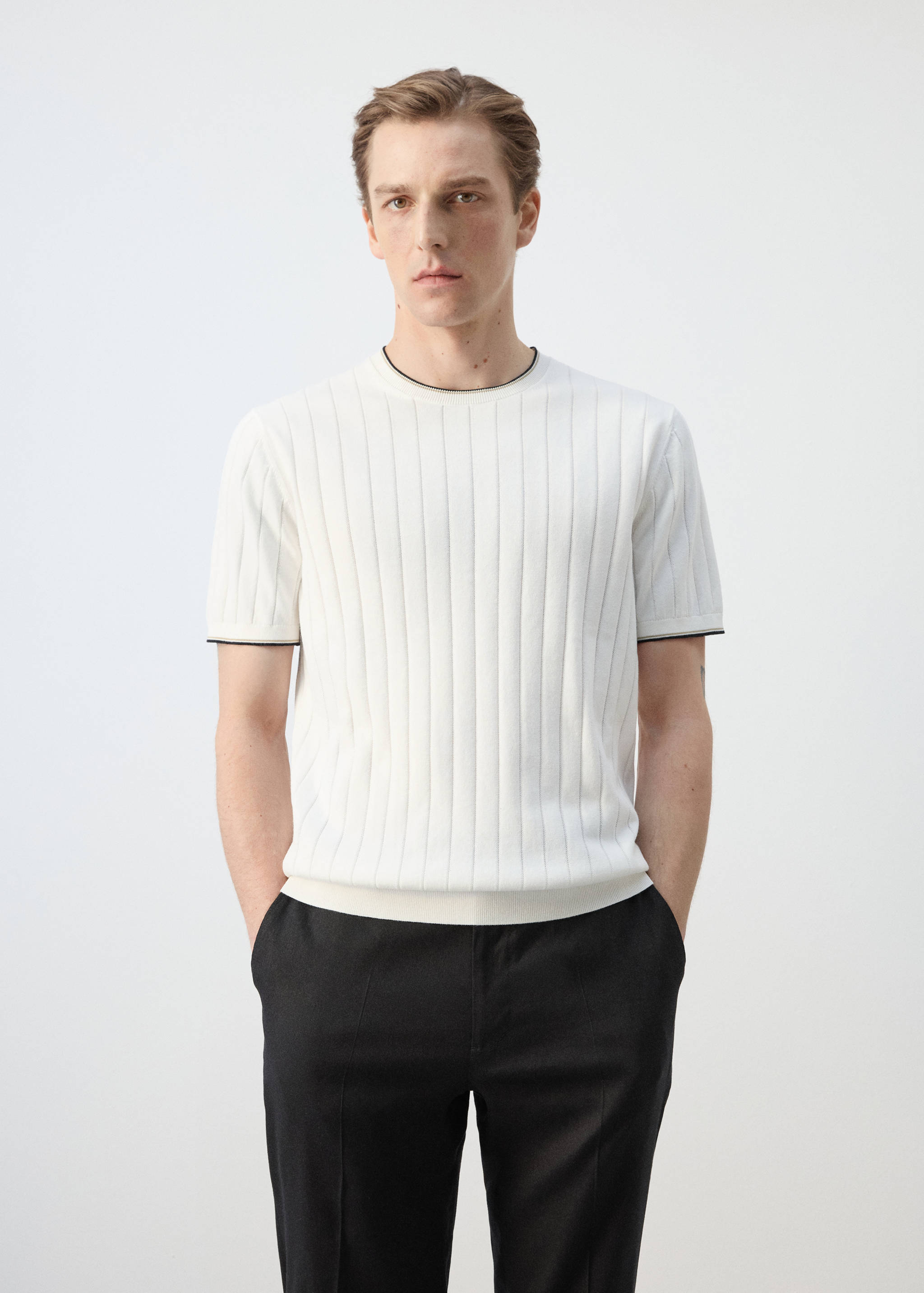 T-shirt de malha fina de 100% algodão - Plano médio