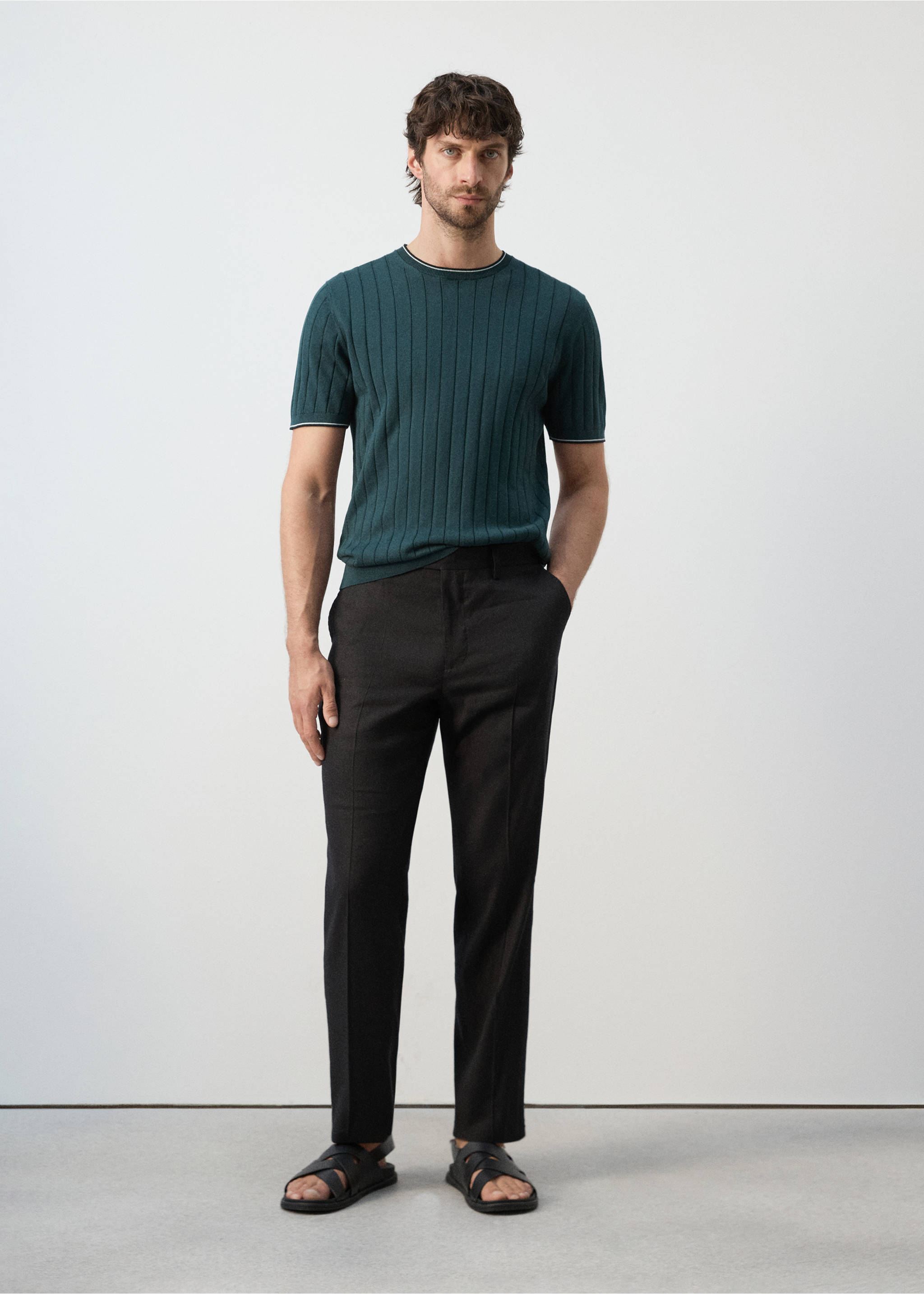 T-shirt de malha fina de 100% algodão - Plano geral, Verde-bosque. Ref: 27037916-00.