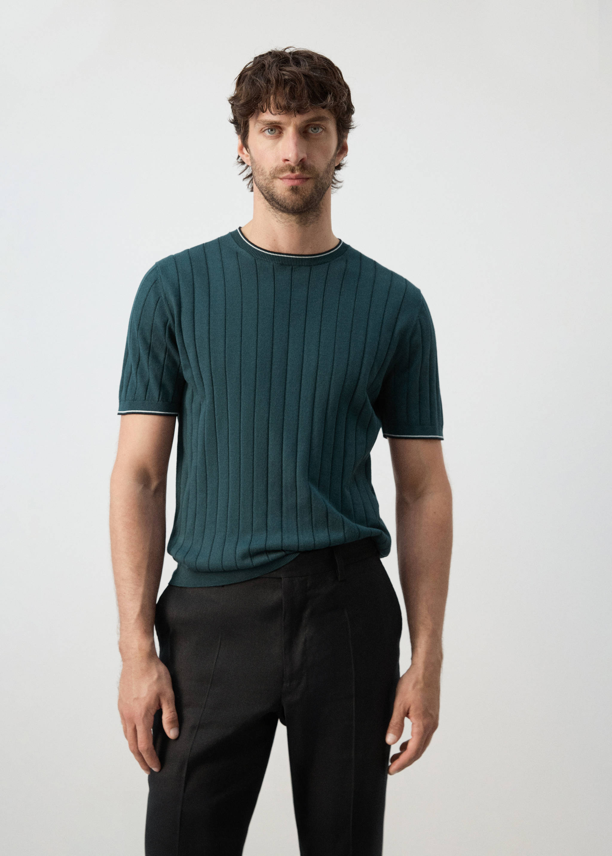 T-shirt de malha fina de 100% algodão - Plano médio