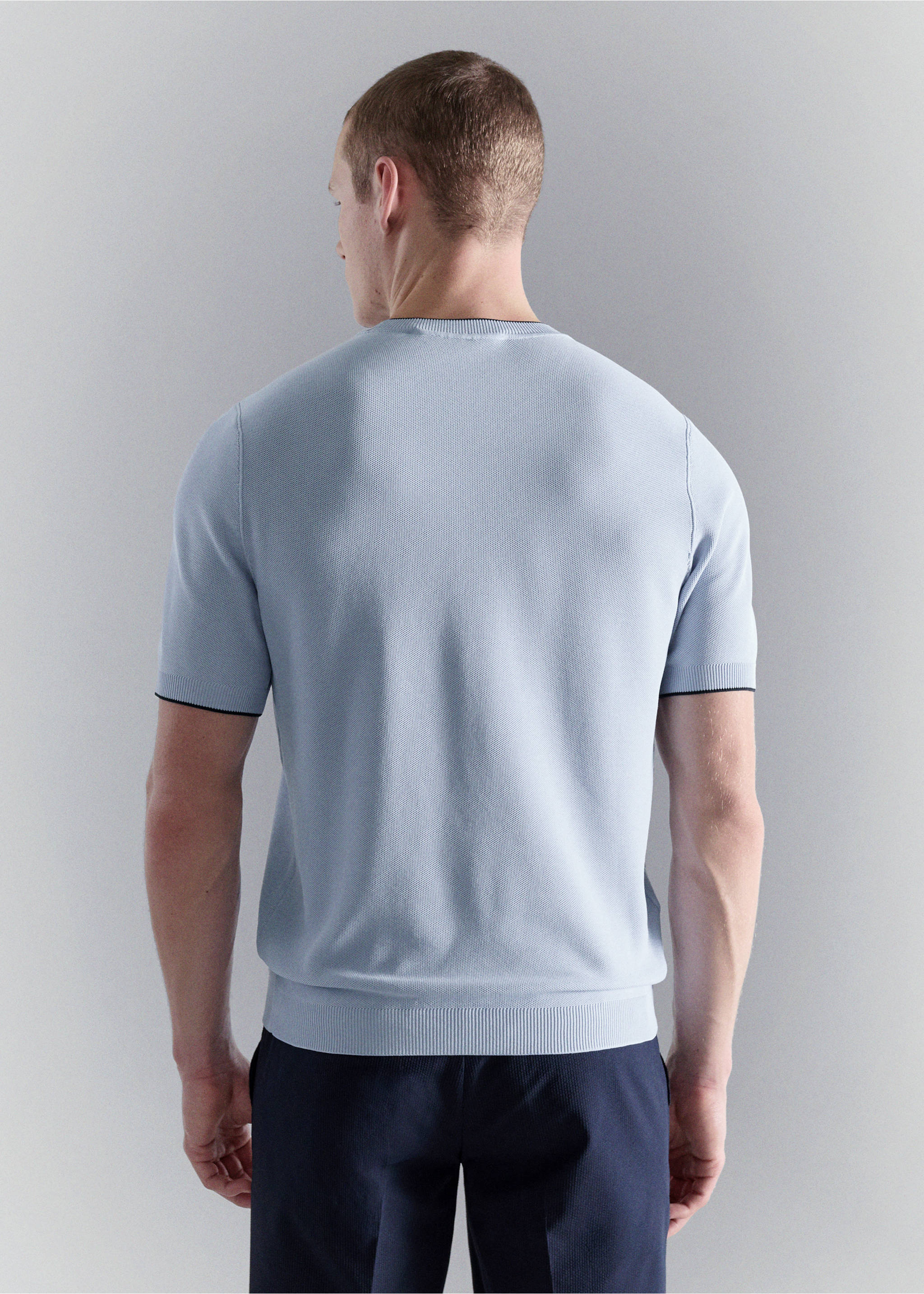 T-shirt maille combinée - Verso de l’article, Bleu ciel. Ref: 27037917-00.