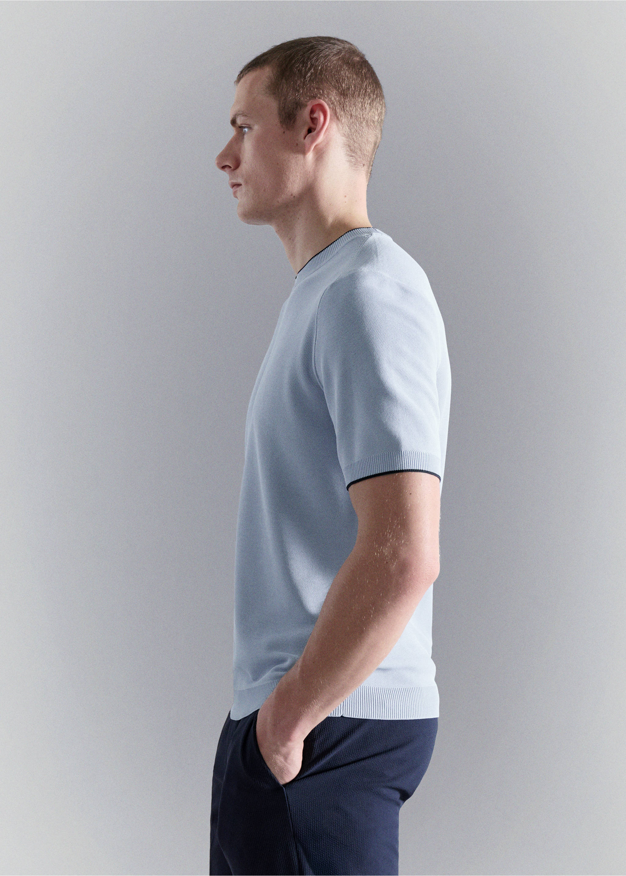 T-shirt maille combinée - Détail de l'article 2, Bleu ciel. Ref: 27037917-00.