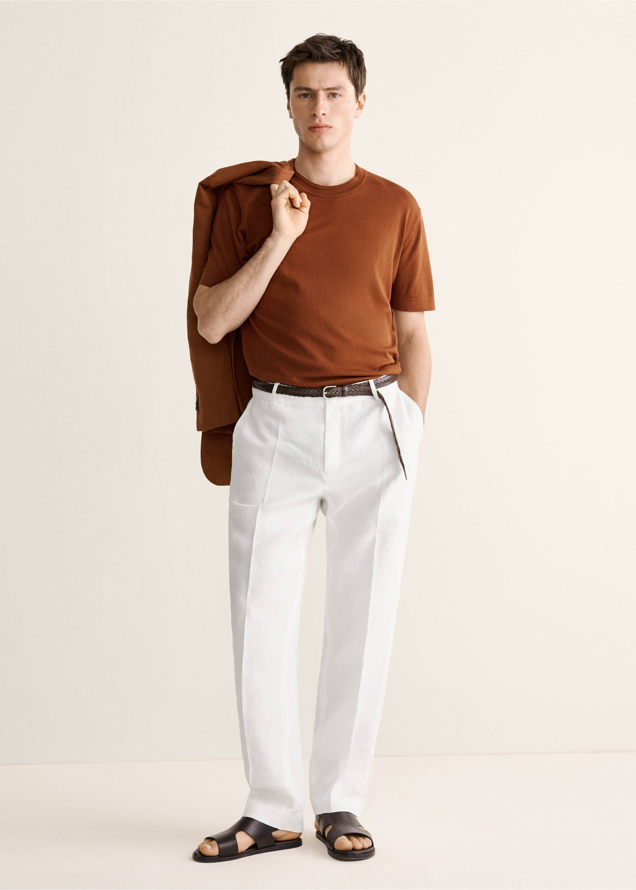 Cotton fine-knit t-shirt - General plane, Burnt Orange. Ref: 27037918-00.