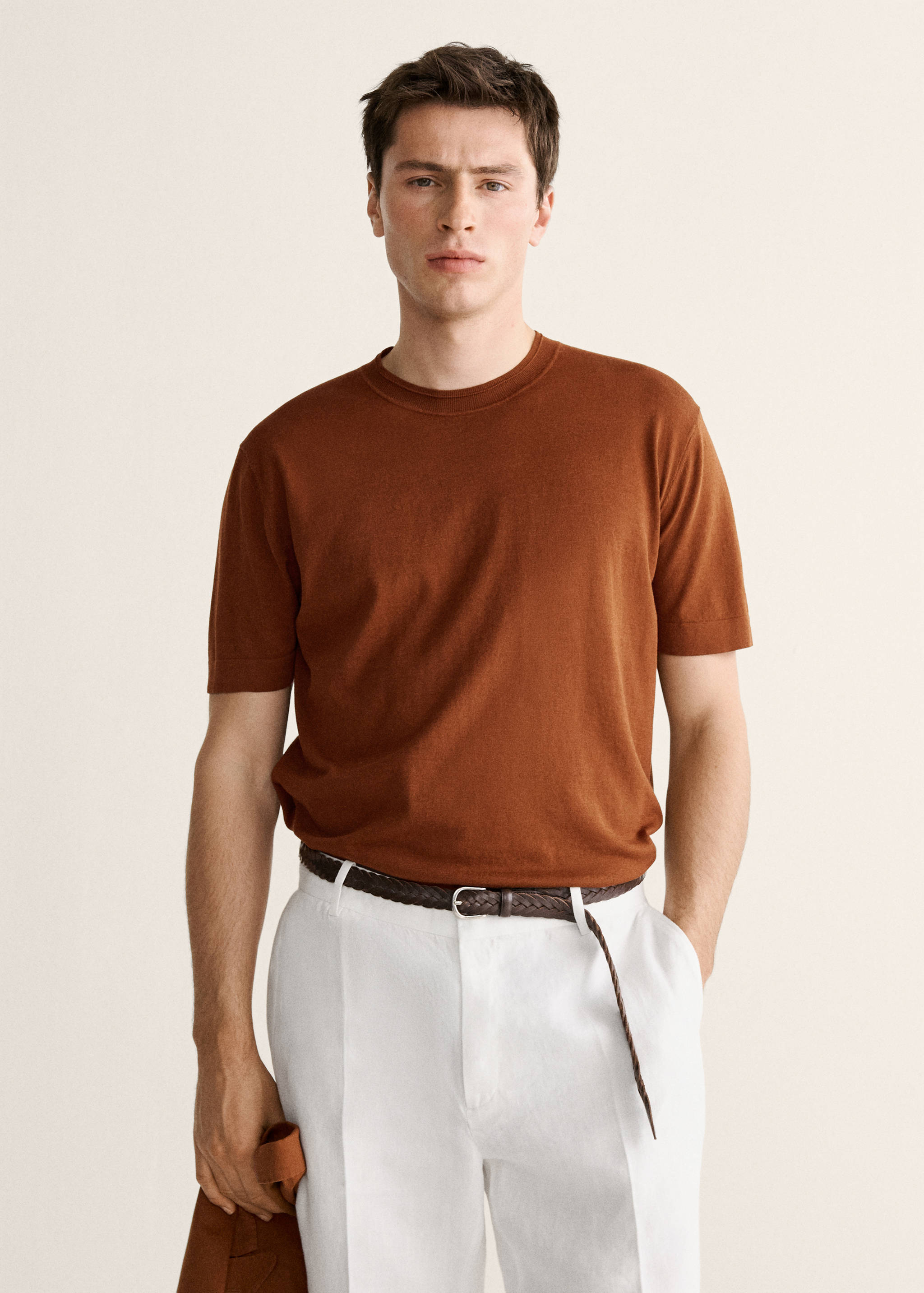 T-shirt maille fine coton - Plan moyen