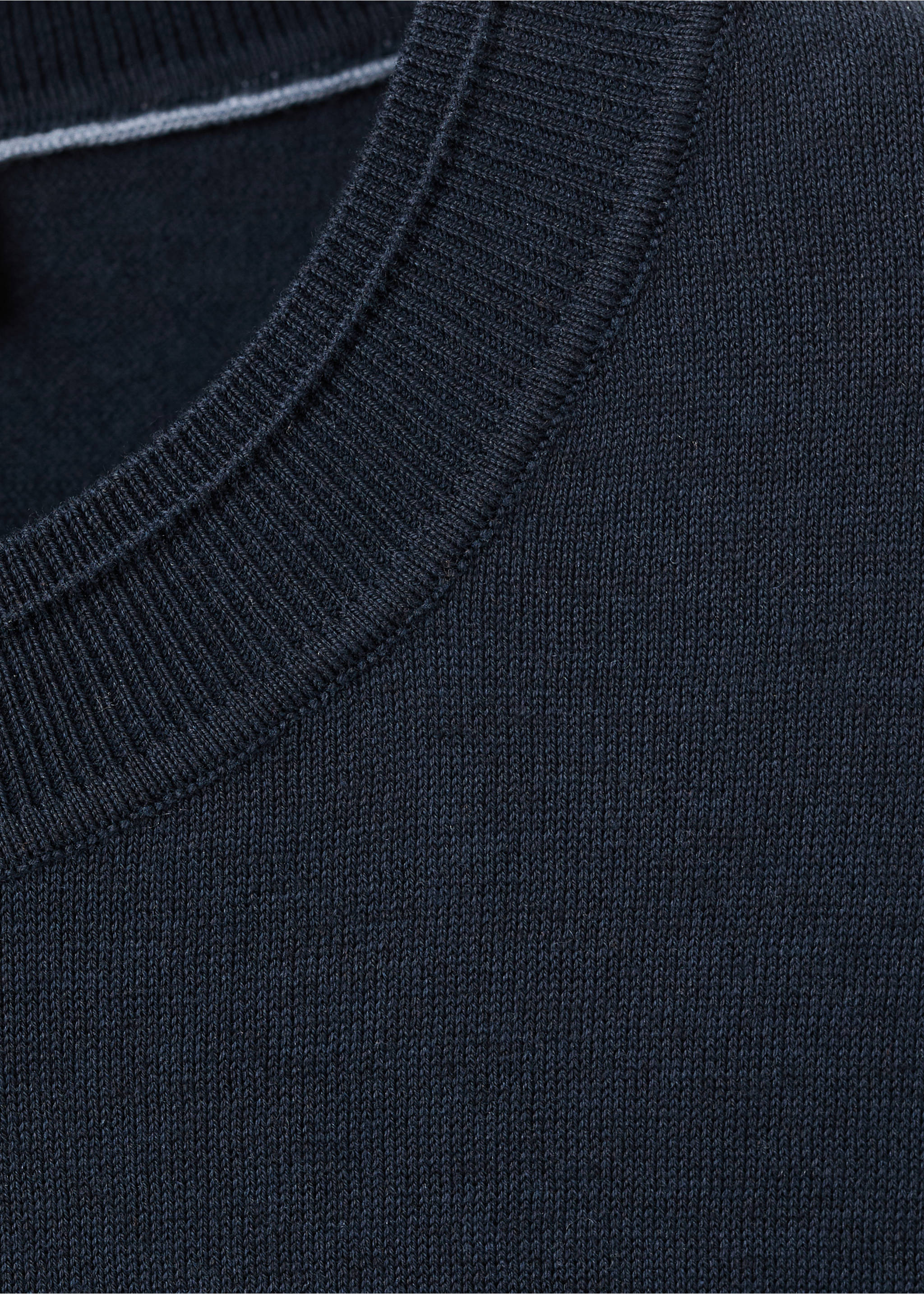Cotton fine-knit t-shirt - Details of the article 8, Navy. Ref: 27037918-00.