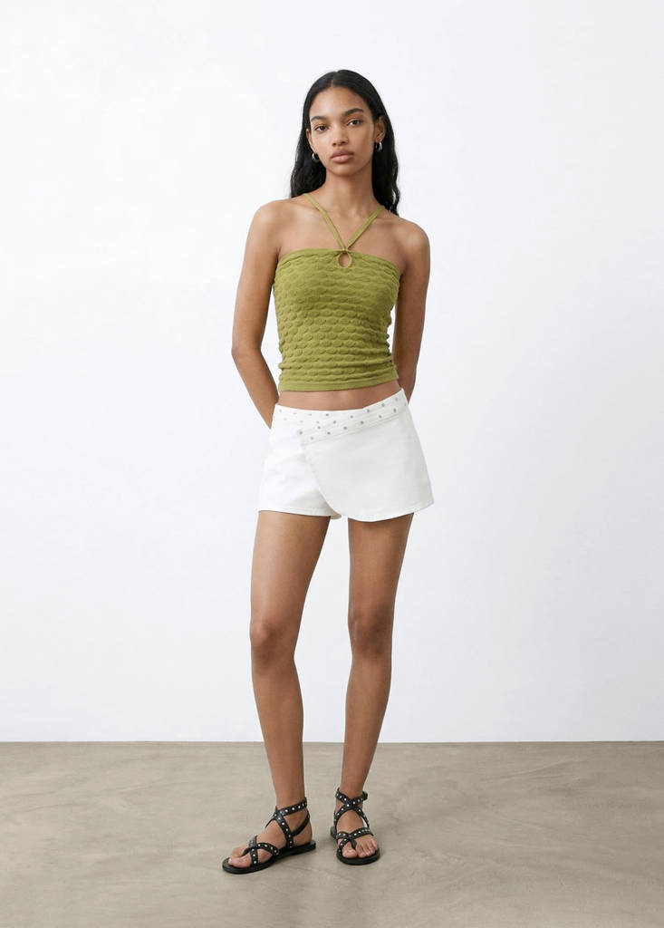 Textured knit top — Green