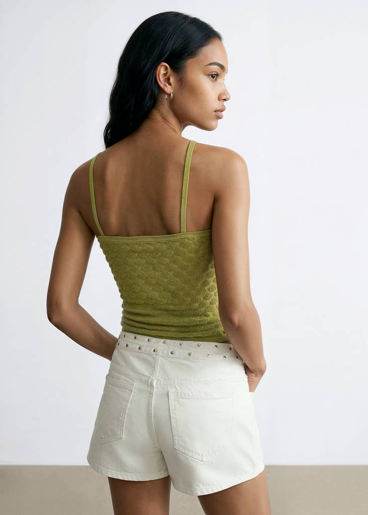 Textured knit top — Green