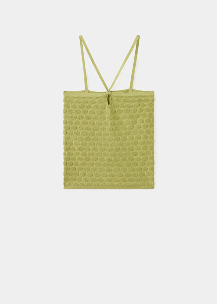 Textured knit top — Green