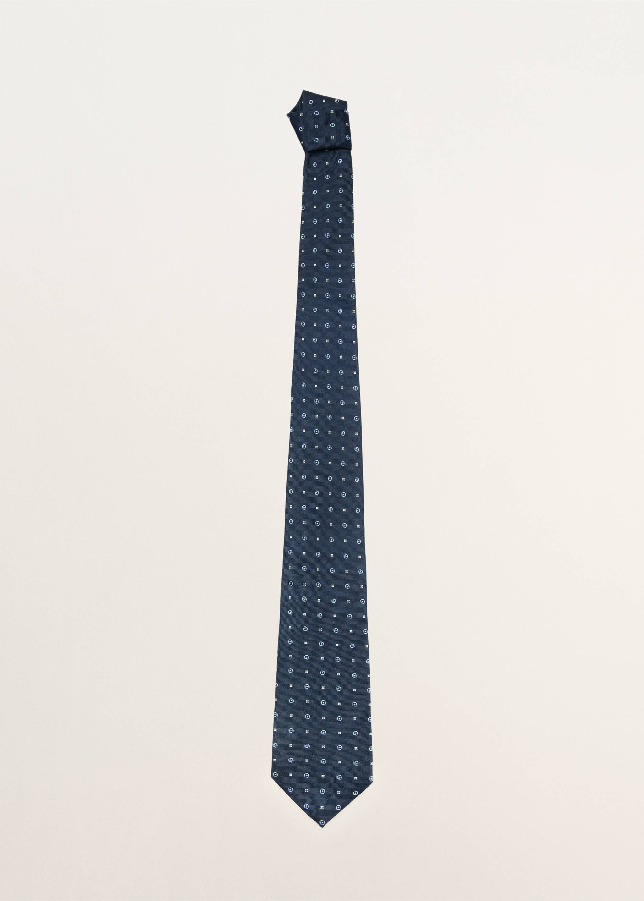 100% silk patterned tie - Article without model, Navy. Ref: 27037920-00.