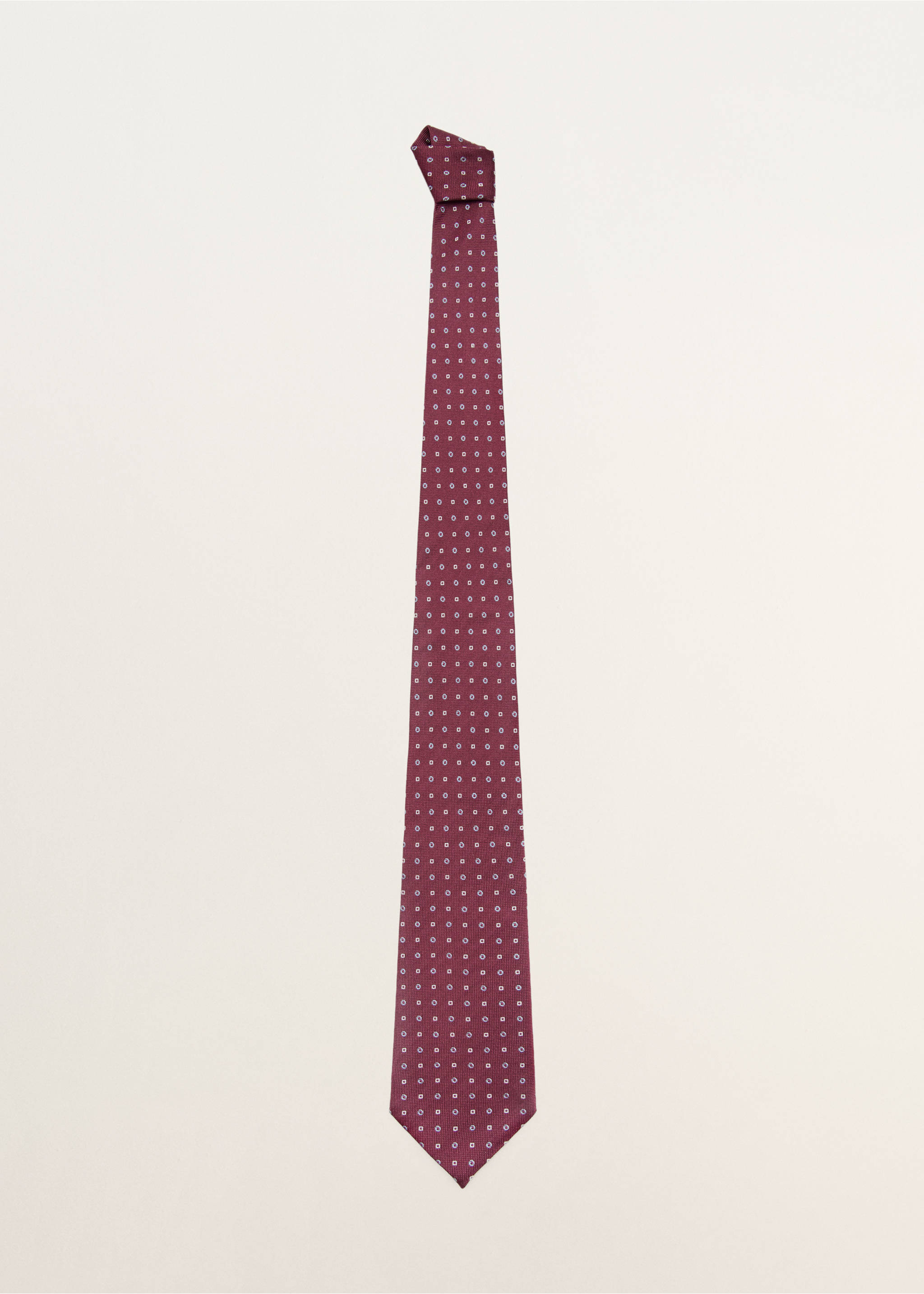 100% silk patterned tie - Article without model, Burgundy. Ref: 27037921-00.