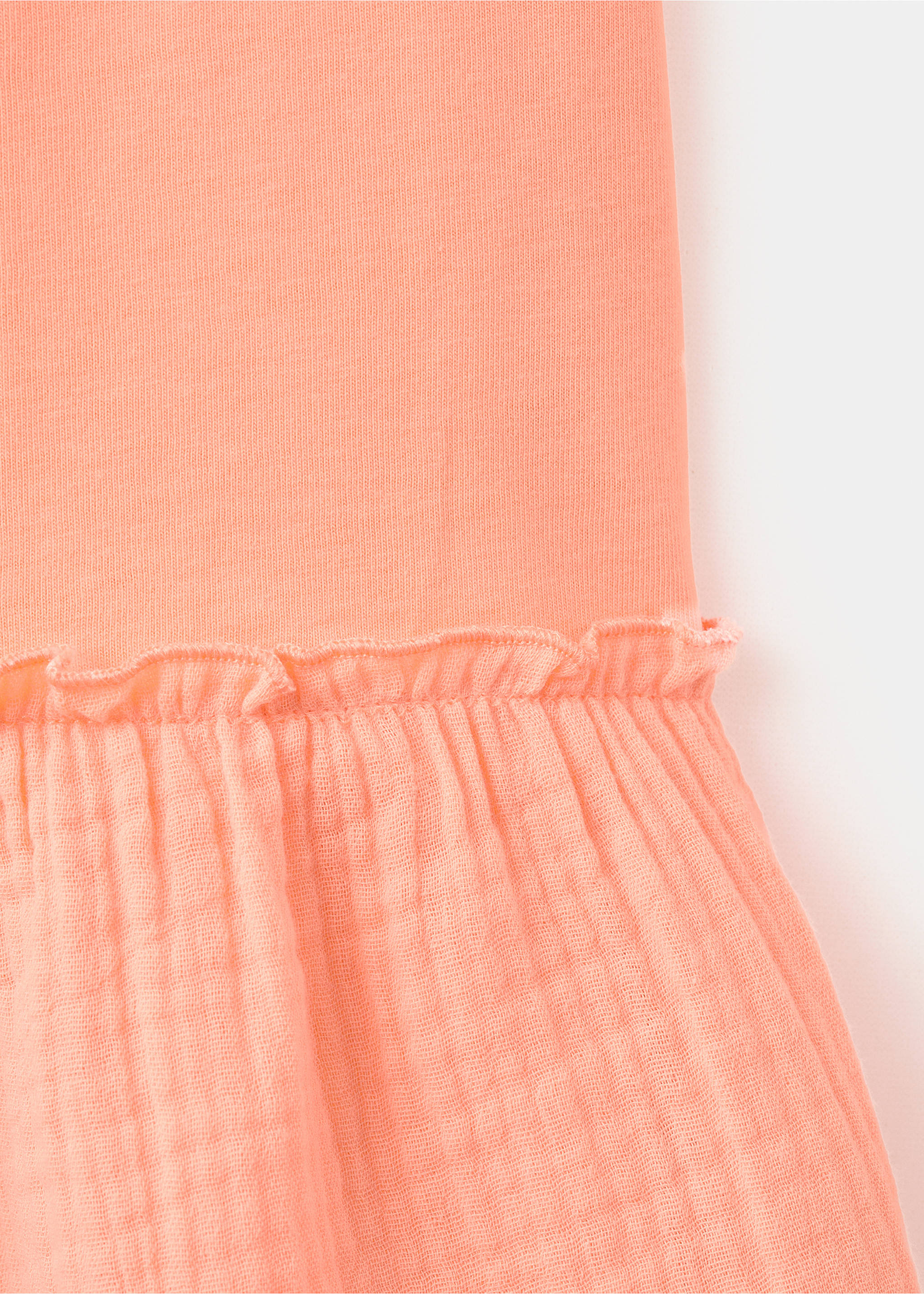 Vestido algodón volantes - Detalle del artículo 8, Naranja flúor. Ref: 27037925-00.