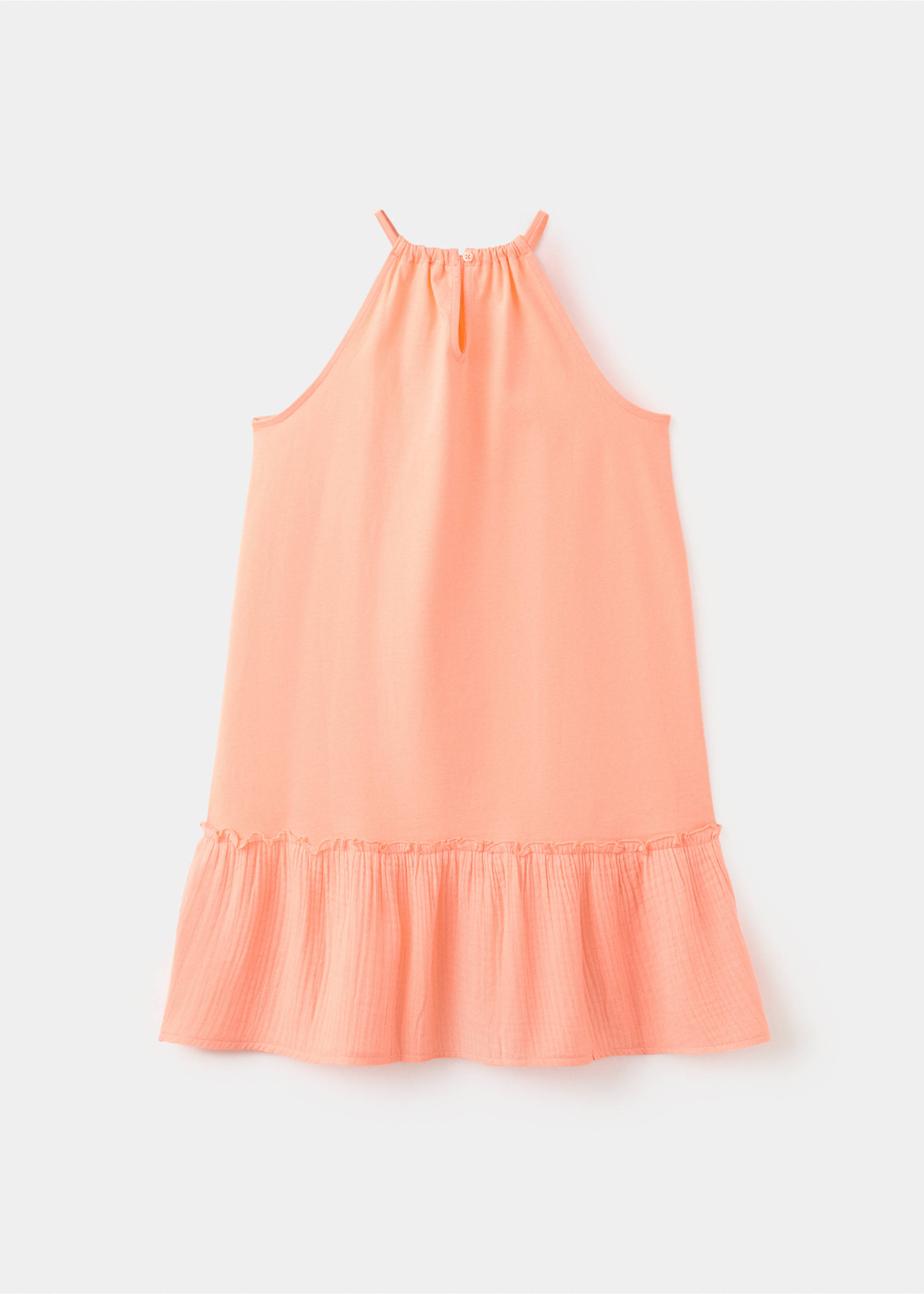 Frill cotton dress - Reverse of the article, Neon Orange. Ref: 27037925-00.