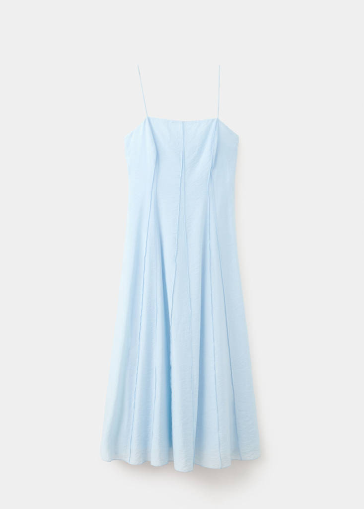 Lyocell dress with stitching detail — Sky Blue