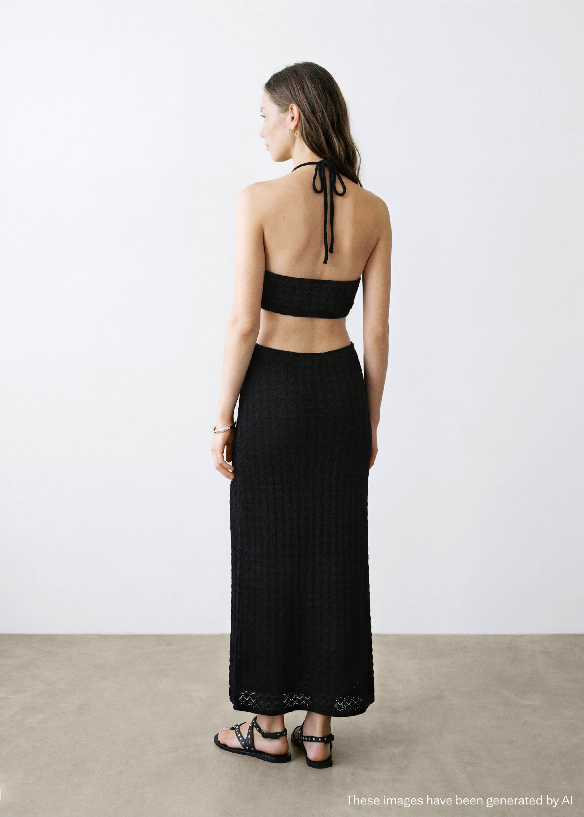 Cut-out halter dress - Reverse of the article, Black. Ref: 27037932-00.