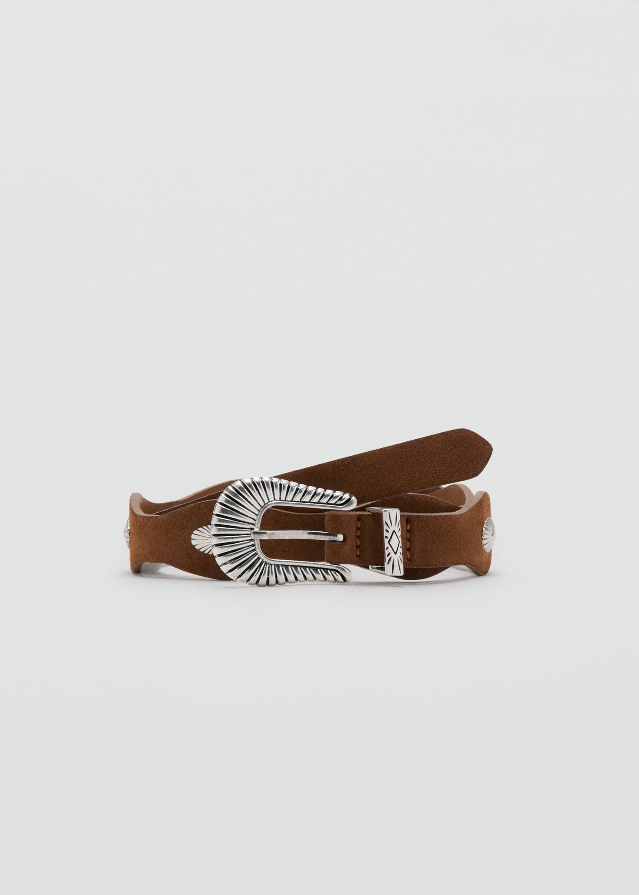 Thin belt with metal buckle - Article without model, Medium Brown. Ref: 27037936-00.