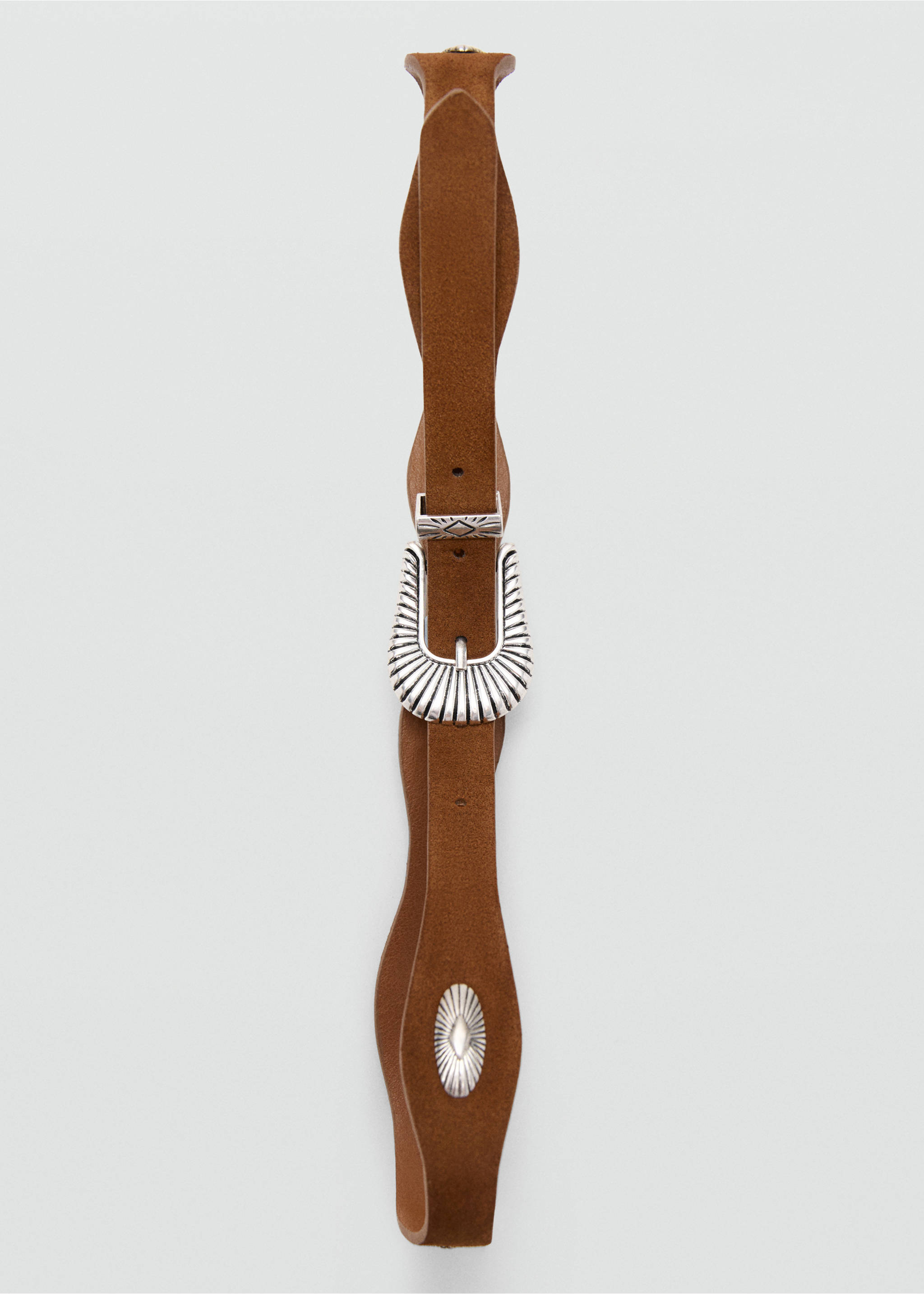 Thin belt with metal buckle - Details of the article 2, Medium Brown. Ref: 27037936-00.