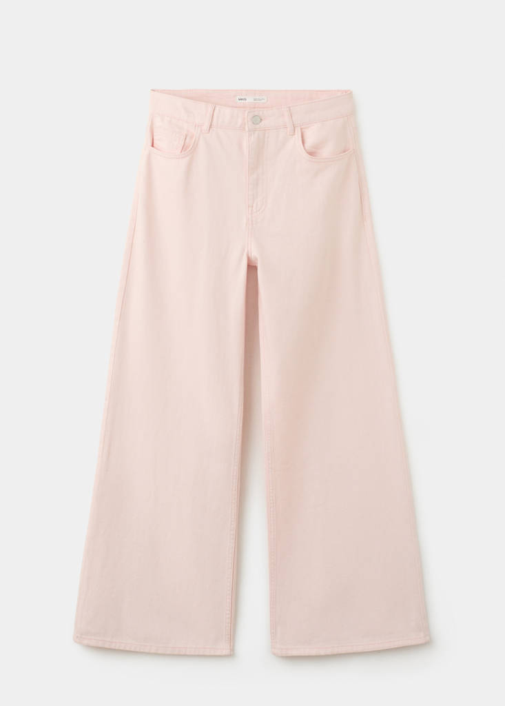 Wide leg mid-rise jeans — Pastel Pink