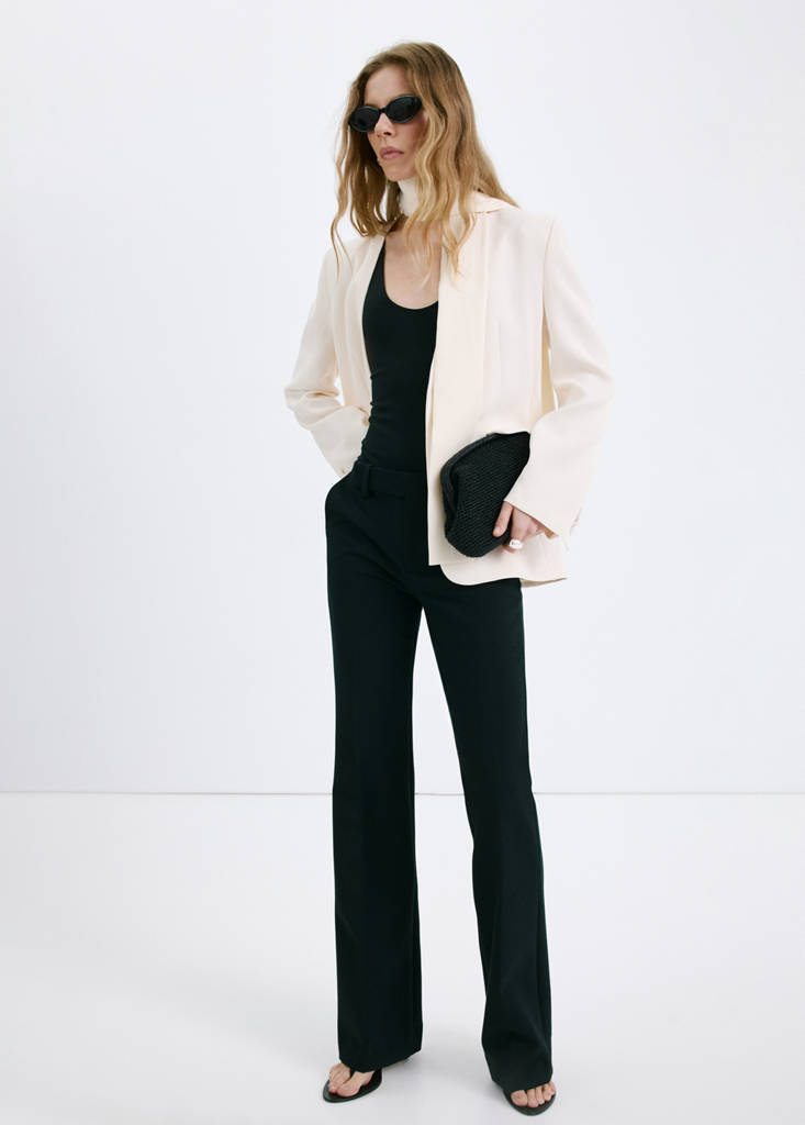 Suit blazer without lapels — Ecru
