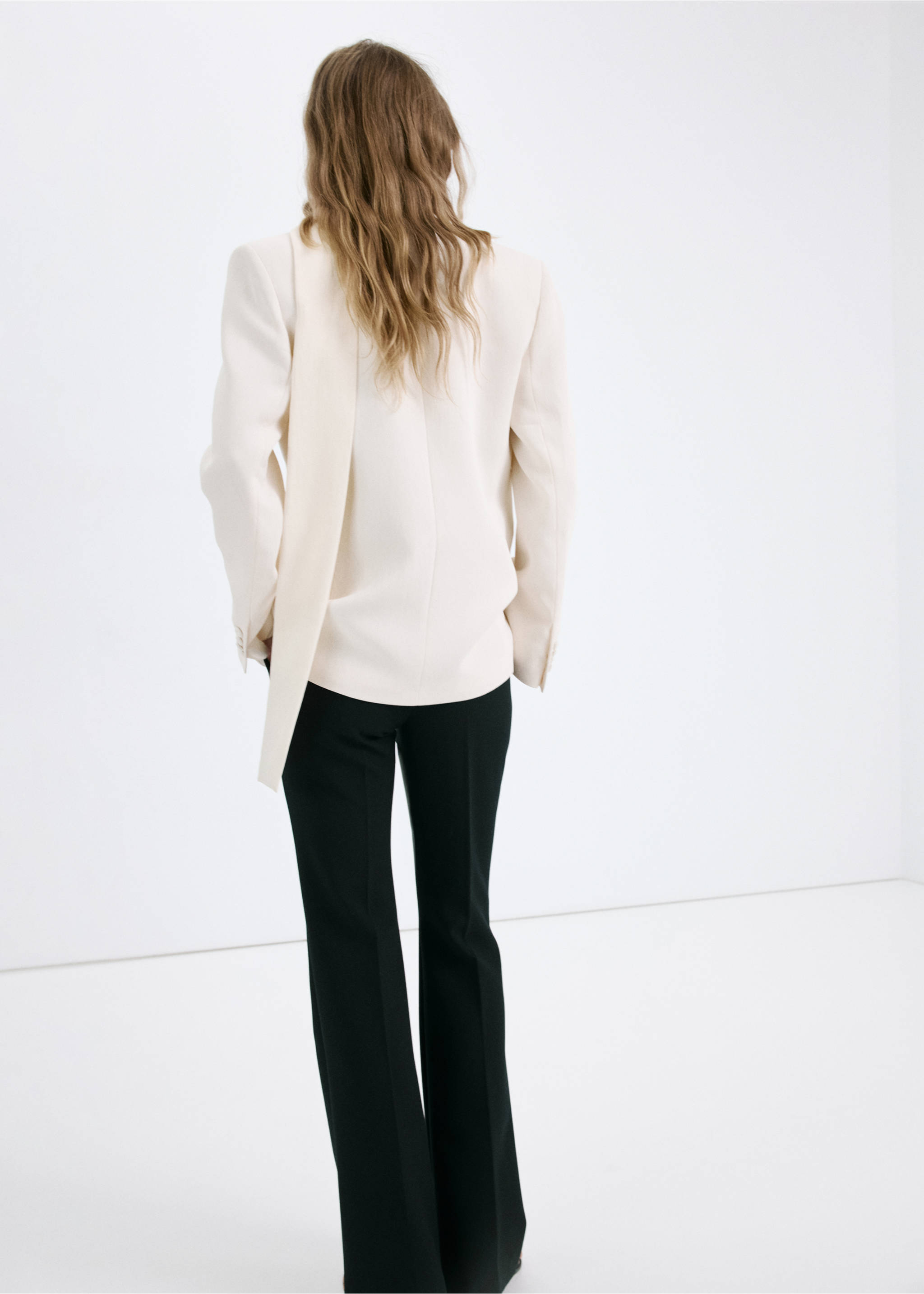 Suit blazer without lapels - Reverse of the article, Ecru. Ref: 27037942-00.