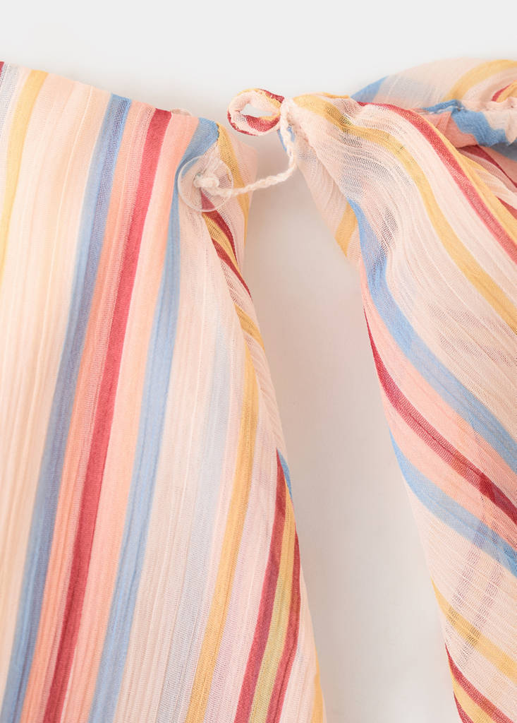 Ruffles stripe-patterned blouse — Ecru