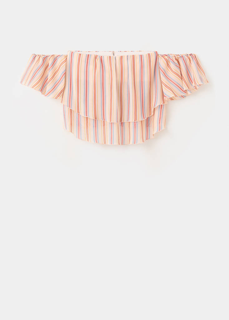 Ruffles stripe-patterned blouse — Ecru