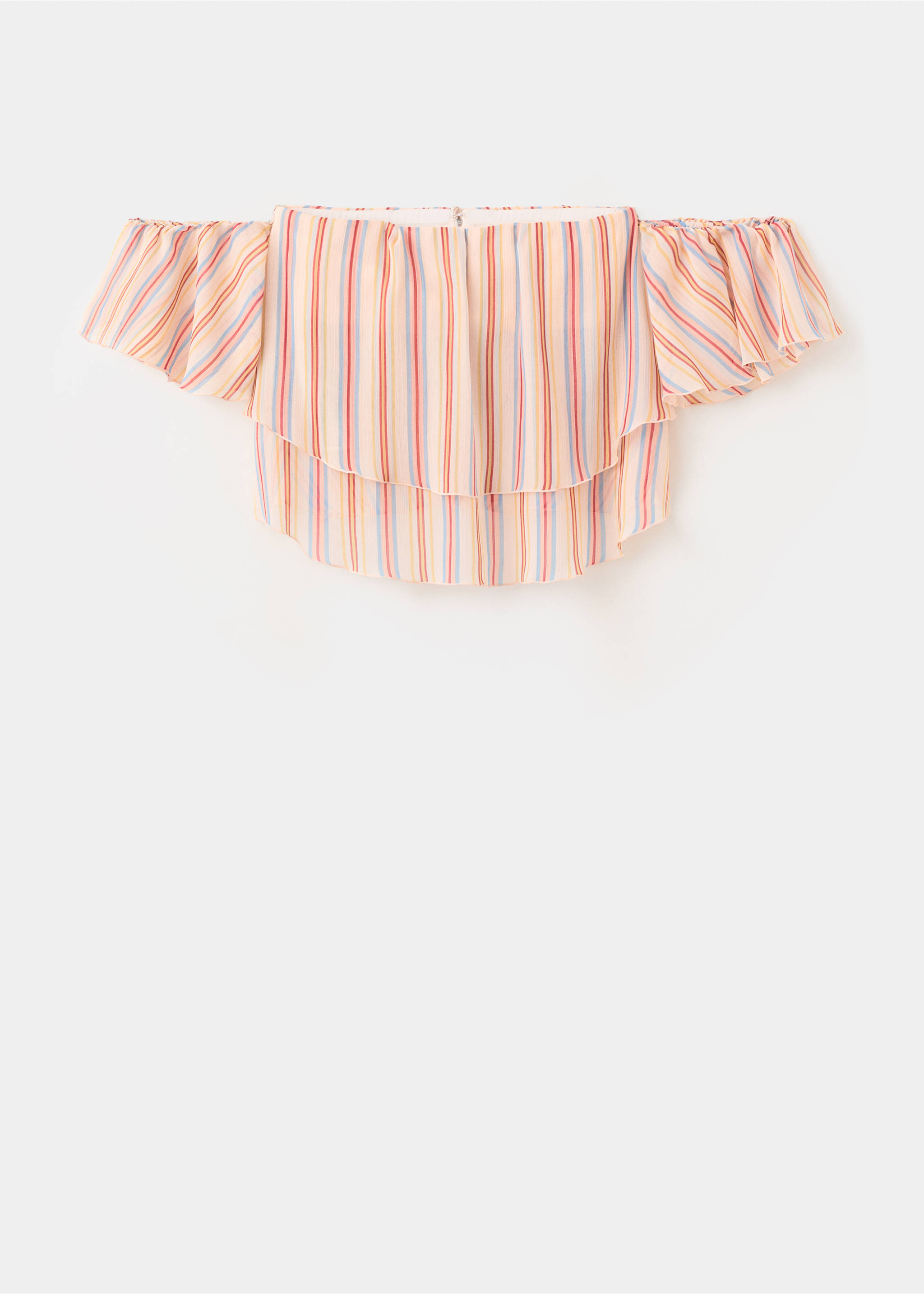 Ruffles stripe-patterned blouse - Article without model, Ecru. Ref: 27037943-00.