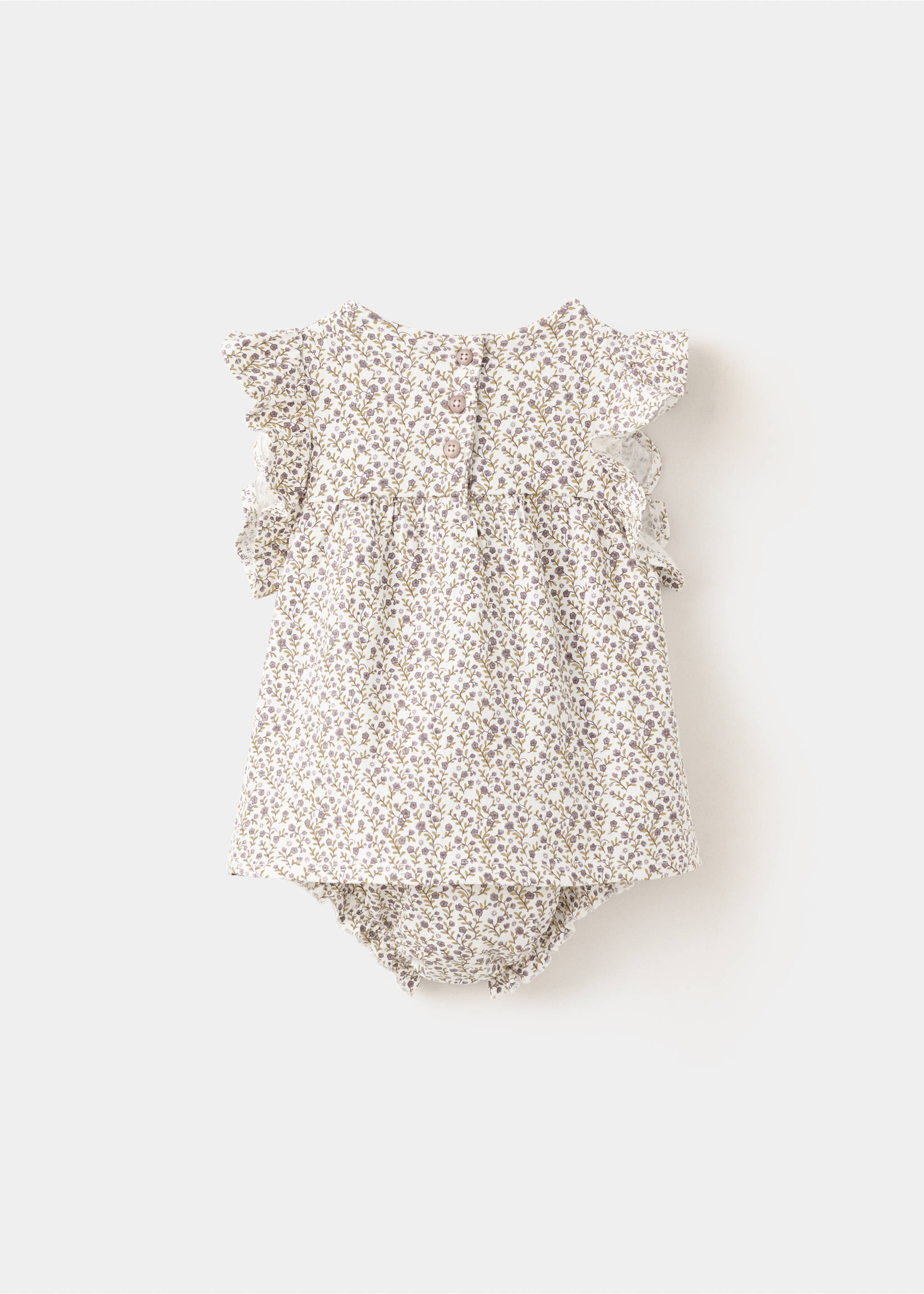 Cotton dress and romper with floral print - Reverse of the article, Off White. Ref: 27038263-00.