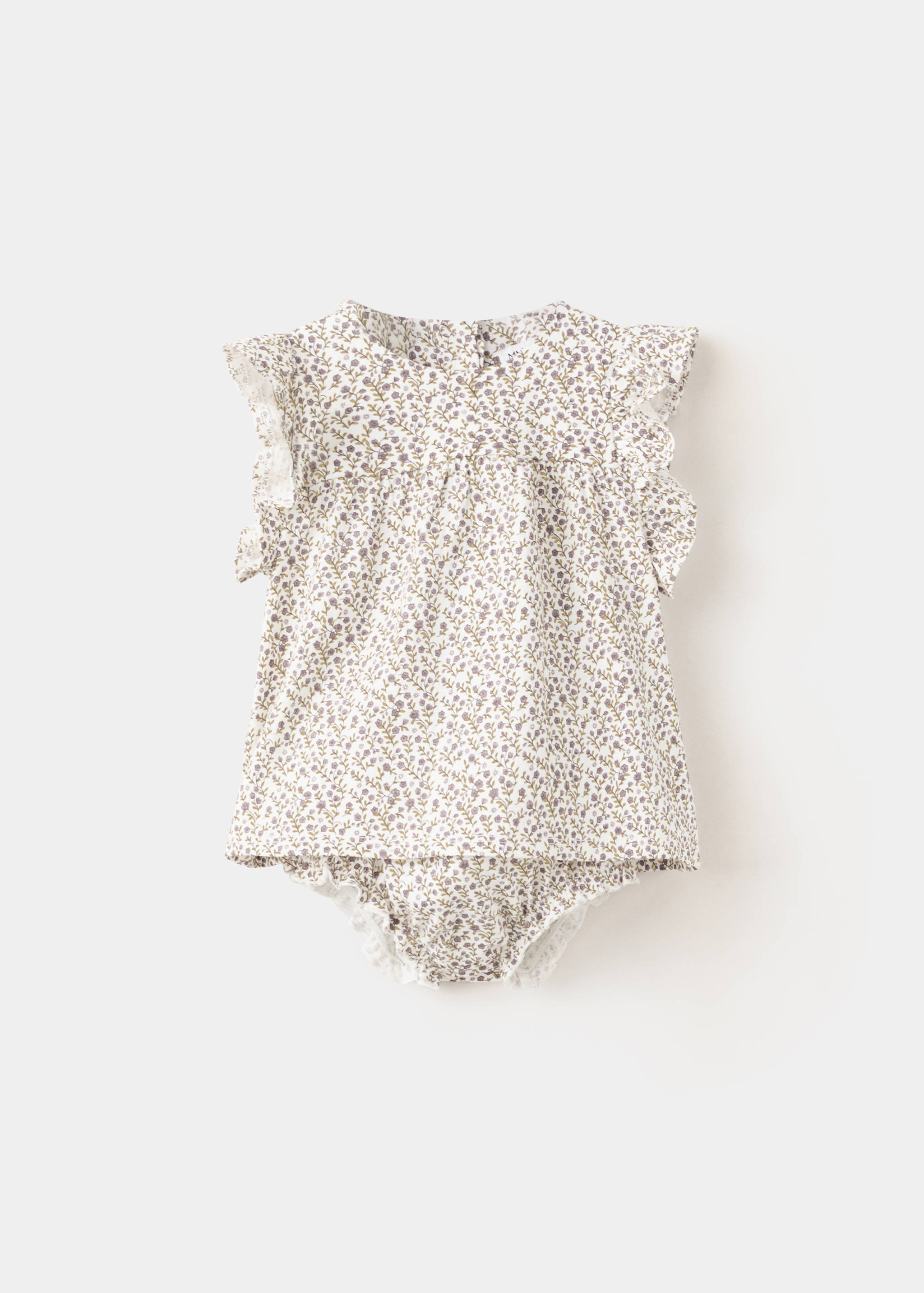 Cotton dress and romper with floral print - Article without model