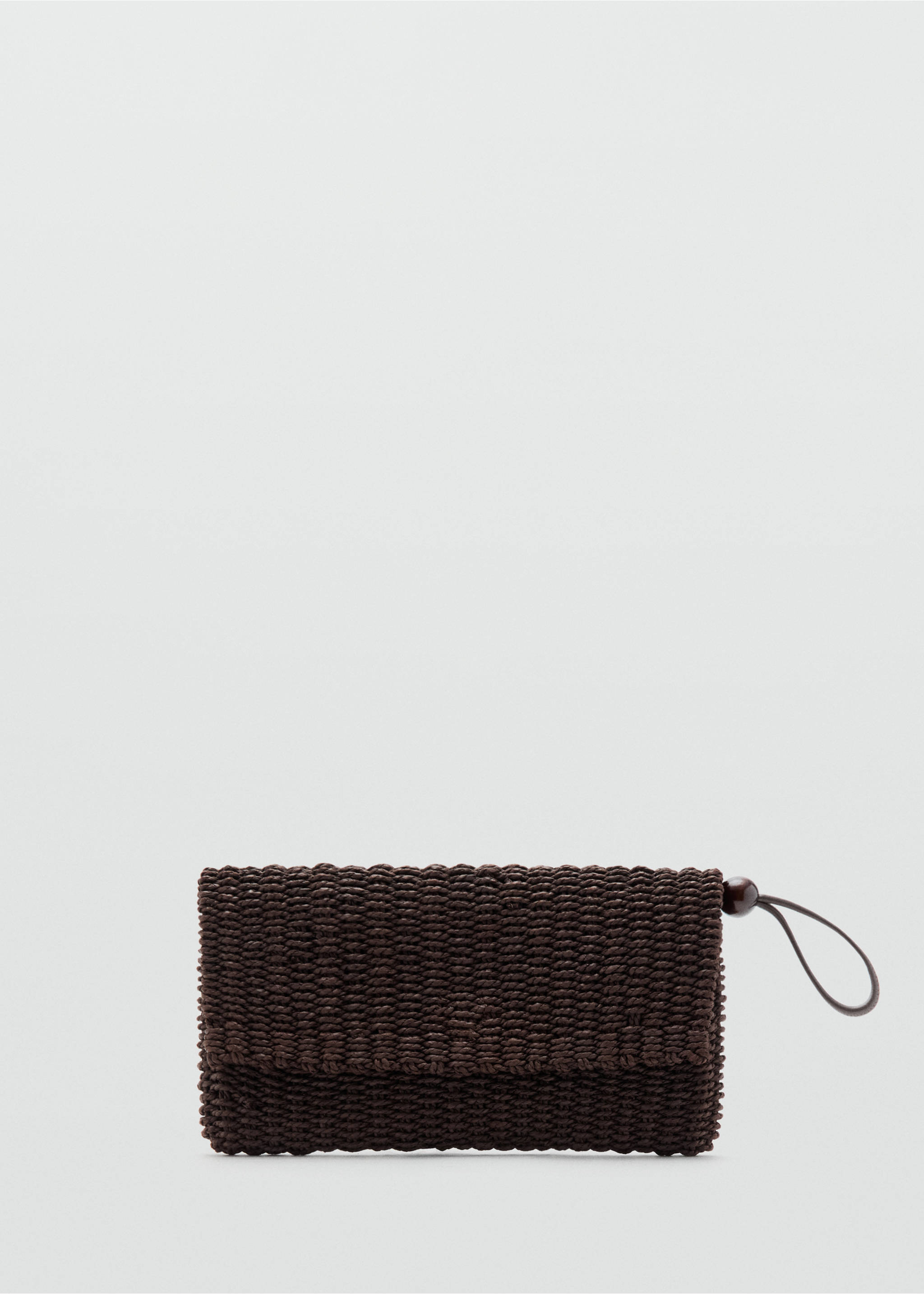 Natural fibre flap pouch - Article without model, Chocolate. Ref: 27038264-00.