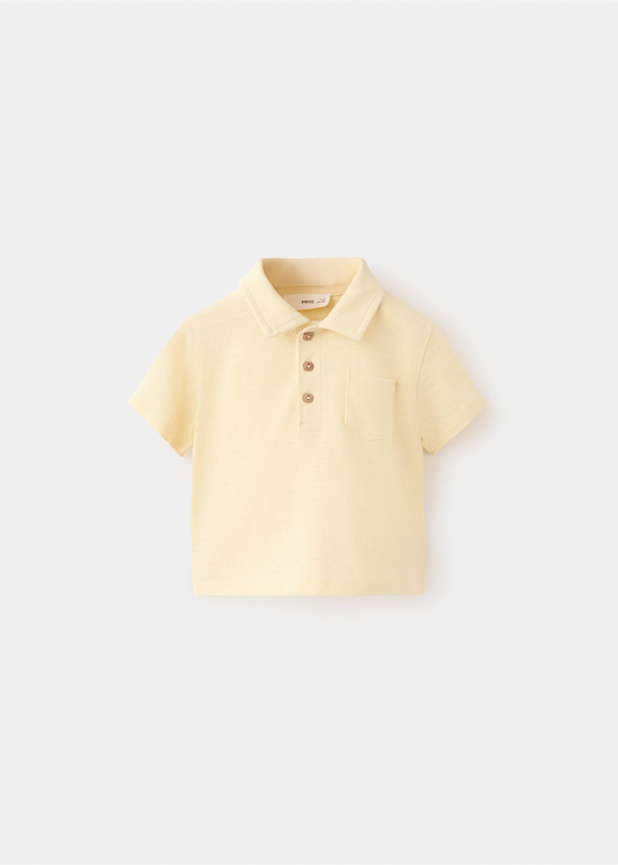 Chest-pocket cotton pocket polo shirt - Article without model, Yellow. Ref: 27038265-00.