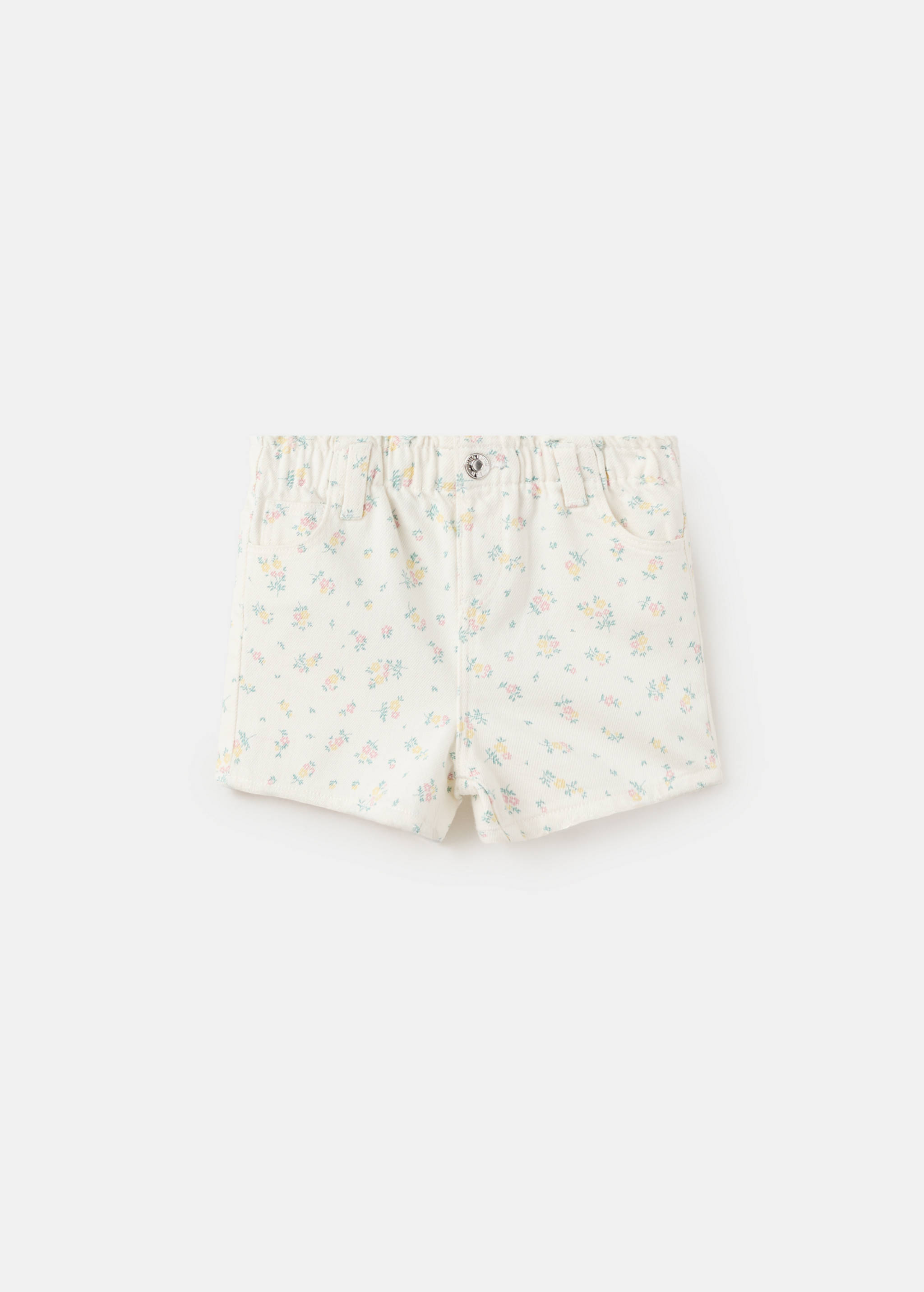شورت بخصر مطاطي مزخرف بالزهور - منتج دون نموذج