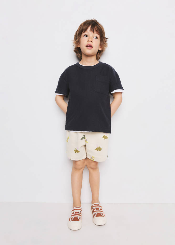 Printed cotton bermuda shorts — Light/Pastel Grey